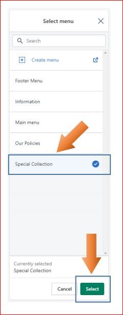 How to create special COollectio menu in shopify step-10